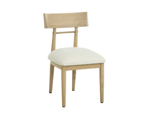 Sunpan FLORIAN Dining Chair - Sculptural Light Oak with Geralt Linen - Ergonomic Comfort & Timeless Style 112352