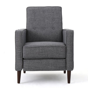 English Elm Christopher Knight Home® - Fabric Recliner Chair Mid-Century Modern Pushback Single Sofa with Tufted Cushion, Birch Legs, Cozy Comfort Gray 60741.00GRY