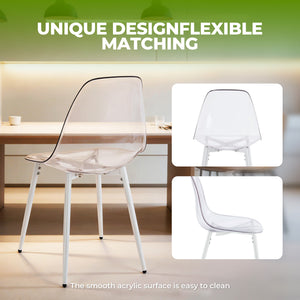 English Elm Pet Shell Dining Chairs Set of Four Clear Acrylic Modern Transparent Seating Matte White W3766P410238