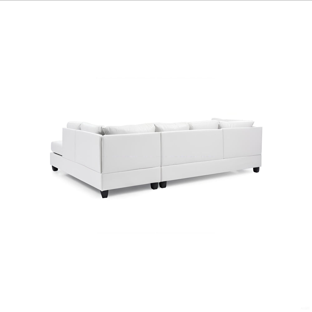 English Elm Malone Sectional Sofa - Modern White Pu Upholstery, Customizable Layout, Durable Comfort & Style! B078S00065