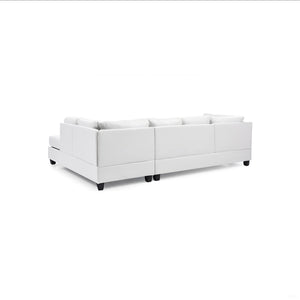 English Elm Malone Sectional Sofa - Modern White Pu Upholstery, Customizable Layout, Durable Comfort & Style! B078S00065