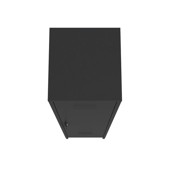 English Elm Naomi 15" Metal Storage Cabinet with Lockable Vent Door, 4 Adjustable Shelves, Slim Steel Design Black B365P397855