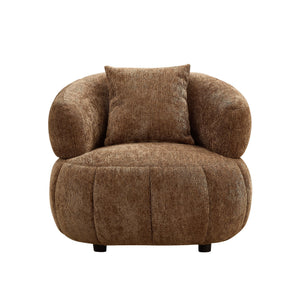 English Elm Modern Sculptural Pumpkin Lounge Chair Textured Polyester Upholstery for Living Room Brown W2582P457334
