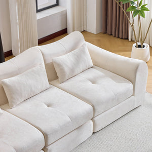 English Elm Modular Cloud Sectional Sofa Bed with Flannelette Upholstery for Flexible Living White W1829S00073