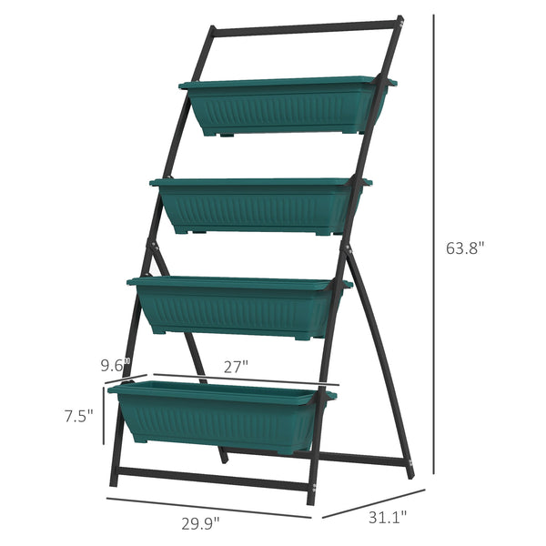 English Elm Outdoor Four Tier Vertical Garden Planter Steel Frame Raised Bed for Patio Balcony T3971P422054