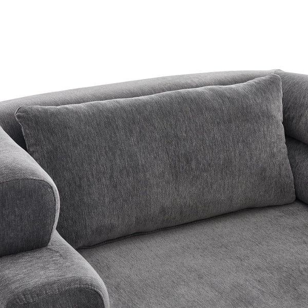 English Elm Oversized Chenille Chaise Lounge Deep Seat Sculptural Armrests Modern Living Room Retreat Grey N763P326441E