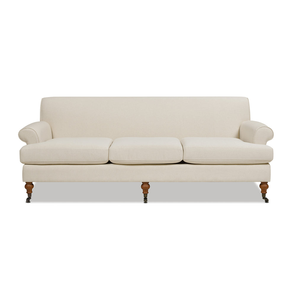 English Elm Jennifer Taylor Home - Alana Lawson Three-Cushion Tightback Sofa In Light Beige Linen - Stylish, Durable, And Comfortable Seating B2719P238313