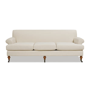 English Elm Jennifer Taylor Home - Alana Lawson Three-Cushion Tightback Sofa In Light Beige Linen - Stylish, Durable, And Comfortable Seating B2719P238313