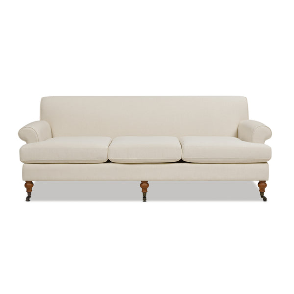 English Elm Jennifer Taylor Home - Alana Lawson Three-Cushion Tightback Sofa In Light Beige Linen - Stylish, Durable, And Comfortable Seating B2719P238313