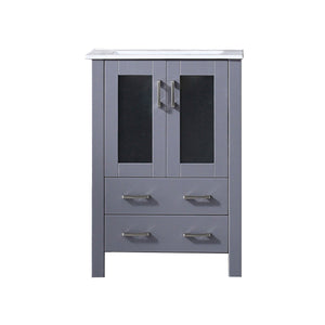 English Elm Dark Grey Bath Vanity 24" W X 18.25" D - Stylish Ceramic Top, Soft-Close Drawers & Space-Saving Design B2731P260411