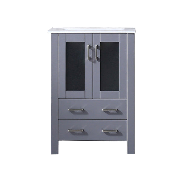 English Elm Dark Grey Bath Vanity 24" W X 18.25" D - Stylish Ceramic Top, Soft-Close Drawers & Space-Saving Design B2731P260411