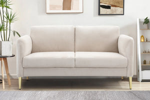 English Elm 60.63" Wide Corduroy Upholstered Loveseat Mid-century Tapered Legs Apartment Seating Beige B2735P390632