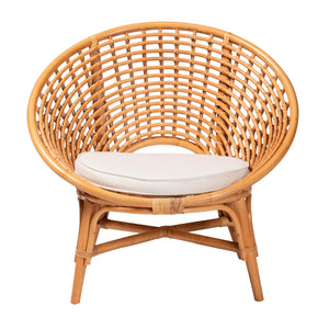English Elm Modern Natural Rattan Accent Chair Woven Openwork Frame for Bohemian Living Spaces B2750P420400