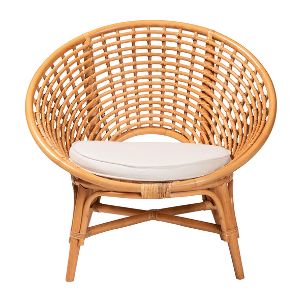 English Elm Modern Natural Rattan Accent Chair Woven Openwork Frame for Bohemian Living Spaces B2750P420400