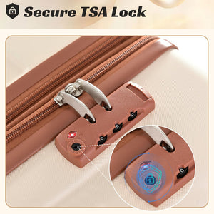 English Elm Luggage Set 3 Piece Abs Hard Shell Expandable Suitcase with Tsa Lock Spinner Wheels Brown White N730P296765O