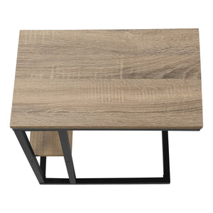 English Elm Accent Table - Sleek C-Shaped Design For Living Room Or Bedroom, Modern Brown Laminate & Black Frame B2710P219398