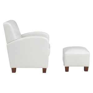 OSP Home Furnishings Aiden Chair & Ottoman Faux Leather Cream