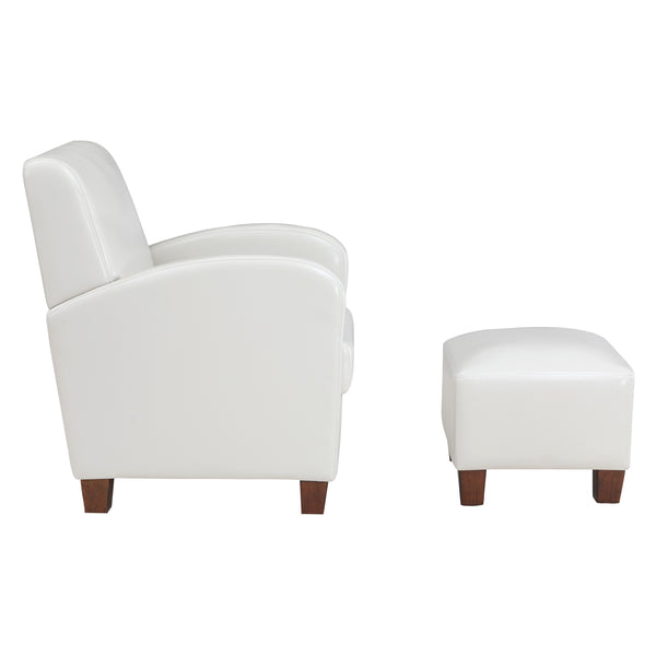 OSP Home Furnishings Aiden Chair & Ottoman Faux Leather Cream