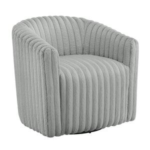 English Elm Alexa Ultra Plush Swivel Barrel Chair in Grey Wide Wale Cord-Like Fabric, Coil Spring Comfort, No Assembly Needed B050P390588
