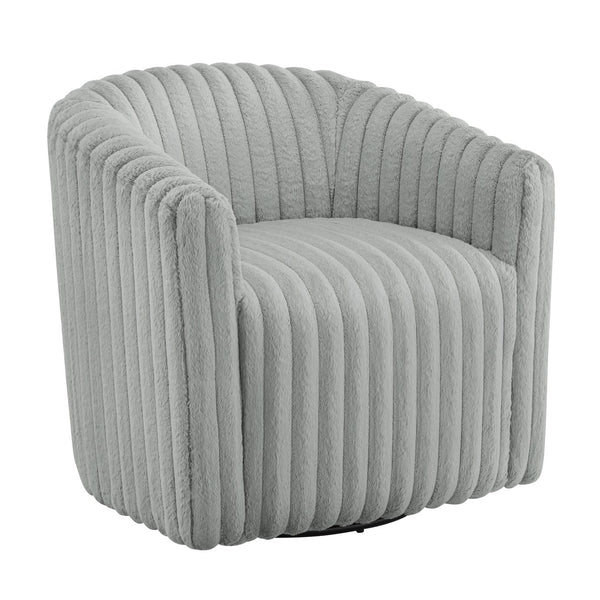 English Elm Alexa Ultra Plush Swivel Barrel Chair in Grey Wide Wale Cord-Like Fabric, Coil Spring Comfort, No Assembly Needed B050P390588