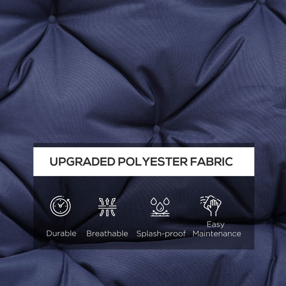 English Elm Outsunny Tufted 3-Seater Bench Cushion For Outdoor Furniture, Overstuffed Foam, Dark Blue Comfort W2225P200930-GIGA