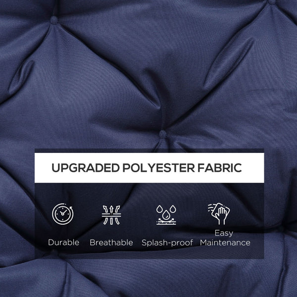 English Elm Outsunny Tufted 3-Seater Bench Cushion For Outdoor Furniture, Overstuffed Foam, Dark Blue Comfort W2225P200930-GIGA