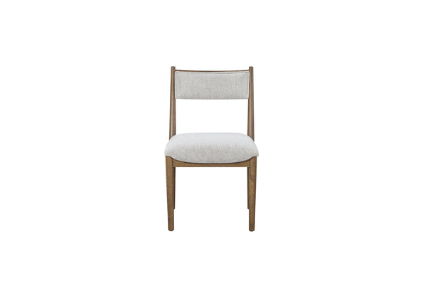 English Elm Latte Upholstered Crescent Chair Set of 2 — Light Brown Solid Wood & MDF, Modern Soft Polyester Seats B2699P238656