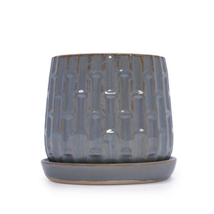 English Elm Set Of 2 Ceramic Flowerpots – Stylish 7" Grey Planters For Modern Home & Garden Decor Essentials W3273P322306-GIGA