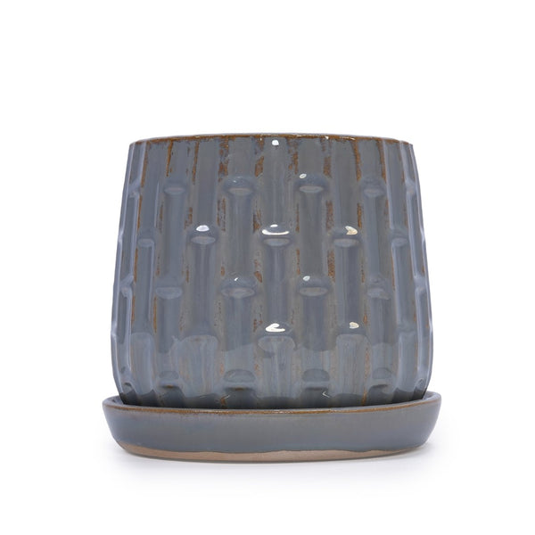 English Elm Set Of 2 Ceramic Flowerpots – Stylish 7" Grey Planters For Modern Home & Garden Decor Essentials W3273P322306-GIGA