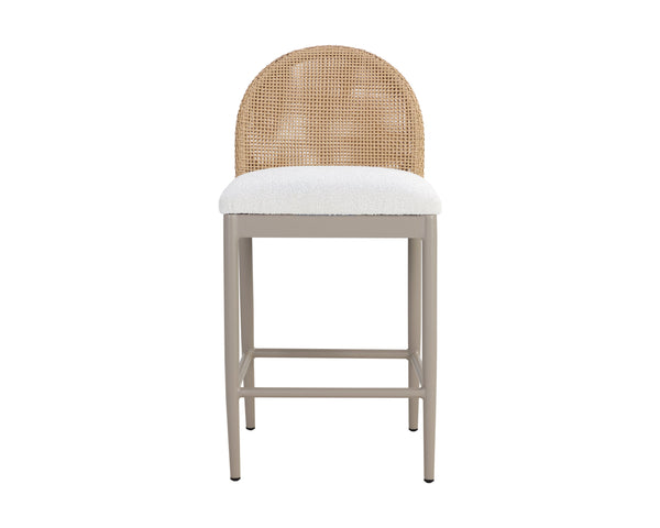 Sunpan Calandri Counter Stool - Stylish Outdoor Seating with Comfort, Durable Fabric & Chic Wicker Design Natural / Louis Cream