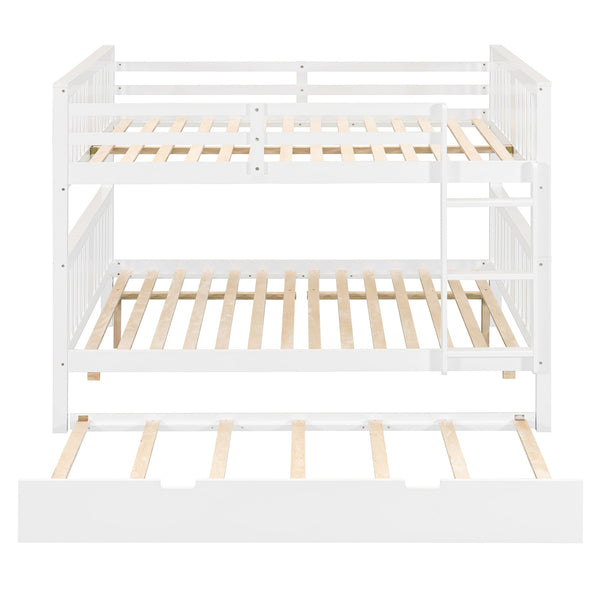 English Elm Full Over Bunk Bed with Twin Trundle Solid Pine Frame Gray Convertible LT100204AAK