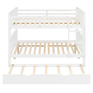 English Elm Full Over Bunk Bed with Twin Trundle Solid Pine Frame Gray Convertible LT100204AAK-1