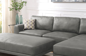 English Elm Left Facing Sofa Antique Grey Breathable Leatherette Sectional with Wide Chaise, Metal Legs, Modern Comfort pillows included B011S01065