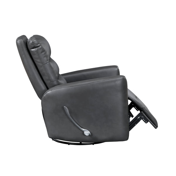 English Elm Glider Swivel Recliner Chair with Smooth Gliding Motion, Breathable Faux Leather, Luxurious Comfort and Space-Saving Design Gray 34 L x 31 W x 26.5 H B011P287701