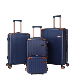 English Elm 4-piece Abs Hard Shell Luggage Set with Spinner Wheels Built-in Lock Lightweight Travel Blue T3292P291285