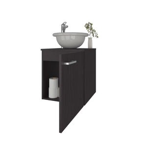 English Elm Wengue Floating Bathroom Vanity With Integrated Sink – Modern Elegance For Small Spaces & Storage B062P303923-GIGA