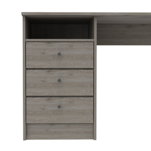 English Elm Andalucia 3-Drawer Computer Desk Light Gray — 46.1"W Work Surface, Spacious Drawers & Open Shelf Organizer B200S00090