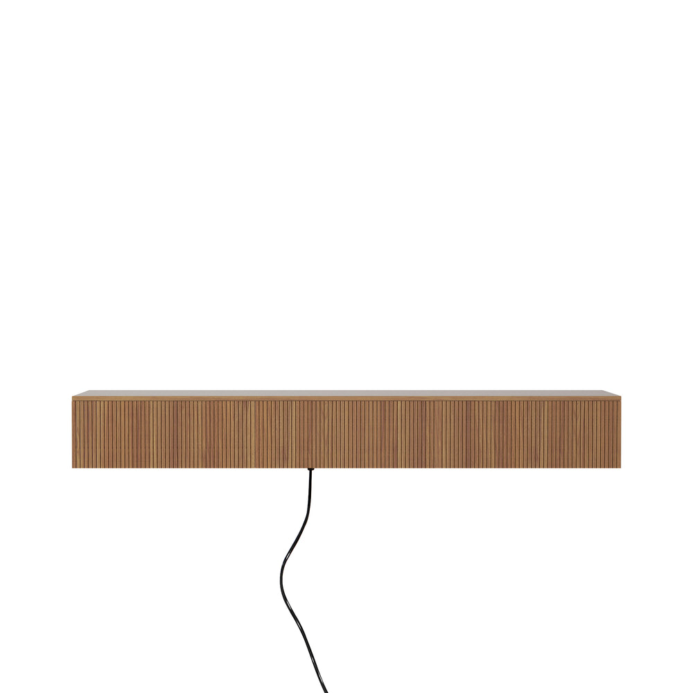 English Elm Floating TV Stand Wall Mounted 69" LED Entertainment Cabinet with 16-Color Lights, 100lb Load Capacity and Ample Storage for Components and Decor Wood 74.8 L x 17.52 W x 5.51 H W1321P289278