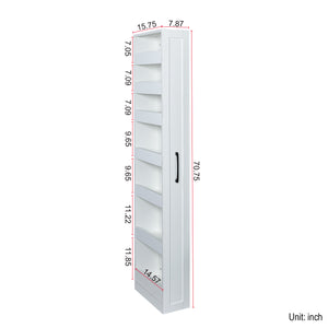 English Elm 7 7-Tier Pull-Out Slim Storage Shelf for Kitchen & Narrow Spaces, 7.87" Wide Organizer with Handle W331P295242