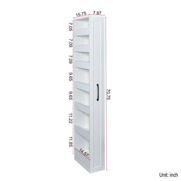 English Elm 7 7-Tier Pull-Out Slim Storage Shelf for Kitchen & Narrow Spaces, 7.87" Wide Organizer with Handle W331P295242
