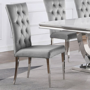 English Elm Allessandra Tufted Back Armless Dining Chair with Polished Chrome Legs — Modern Elegant Comfort, Durable Support Grey B062P333479