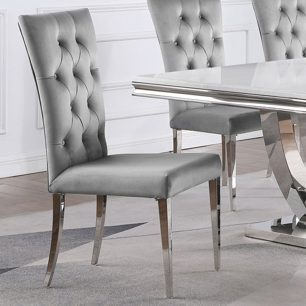 English Elm Allessandra Tufted Back Armless Dining Chair with Polished Chrome Legs — Modern Elegant Comfort, Durable Support Grey B062P333479
