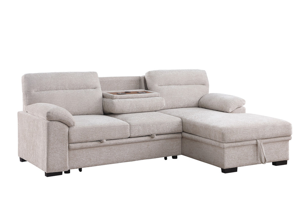English Elm Kipling Chenille Sleeper Sectional with Storage Chaise and Usb Console Charging B061S00952