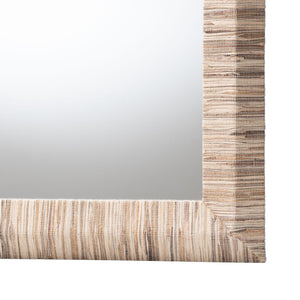 English Elm Bohemian Grasscloth Square Wall Mirror with Woven Frame for Eclectic Interiors B2750P467817