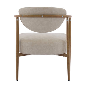 English Elm Beige Woven Fabric Dining Chair Set of Two with Wood Grain Iron Frame for Any Room W3149S00003