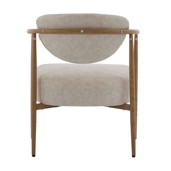 English Elm Beige Woven Fabric Dining Chair Set of Two with Wood Grain Iron Frame for Any Room W3149S00003