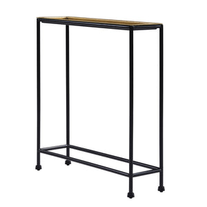 English Elm Trenton Antique Bronze Metal Side Table with Removable Tray Top, Slim Space-Saving Accent Table (24.5") B050P364433