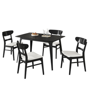 English Elm [video] Mid-century Modern Rubberwood 5-piece Dining Set with Padded Chairs Beige Seats N759S011001K