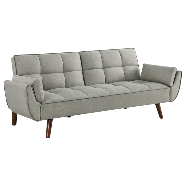 English Elm Caufield Grey Tufted Convertible Sofa Bed with Linen-Like Upholstery, Turquoise Accent & Walnut Legs B062P358303