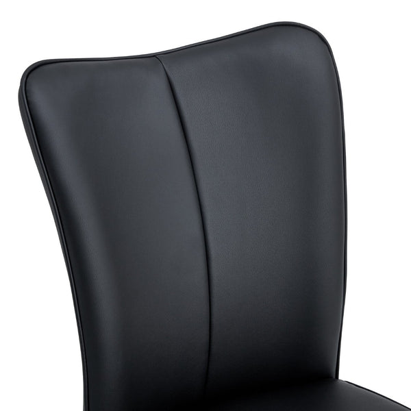 English Elm Table Set: Modern Black Wood Grain Dining Table With 6 Ergonomic Pu Chairs For Stylish Dining Spaces W1151S04181-GIGA